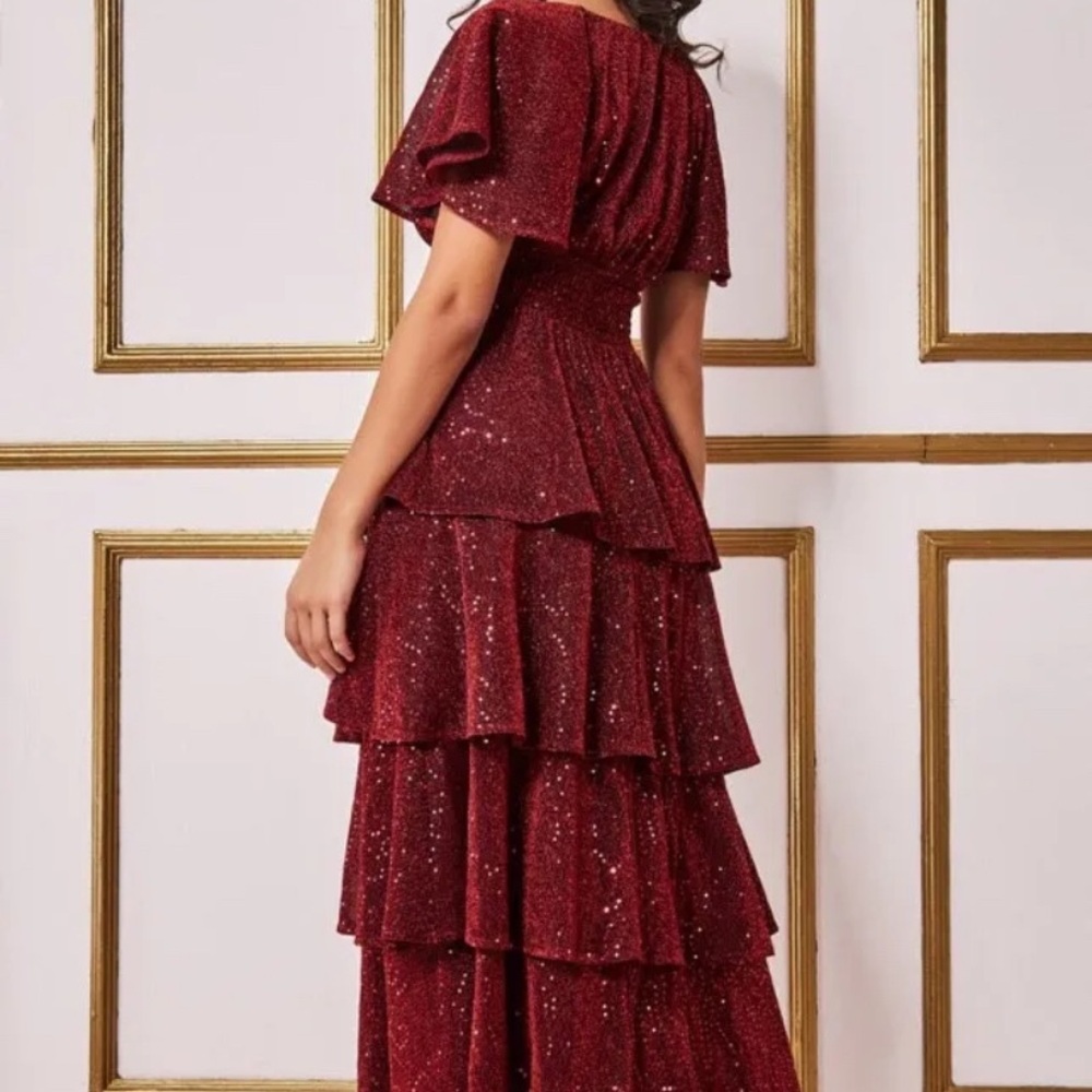 Glamorous red Tiered Maxi Dress